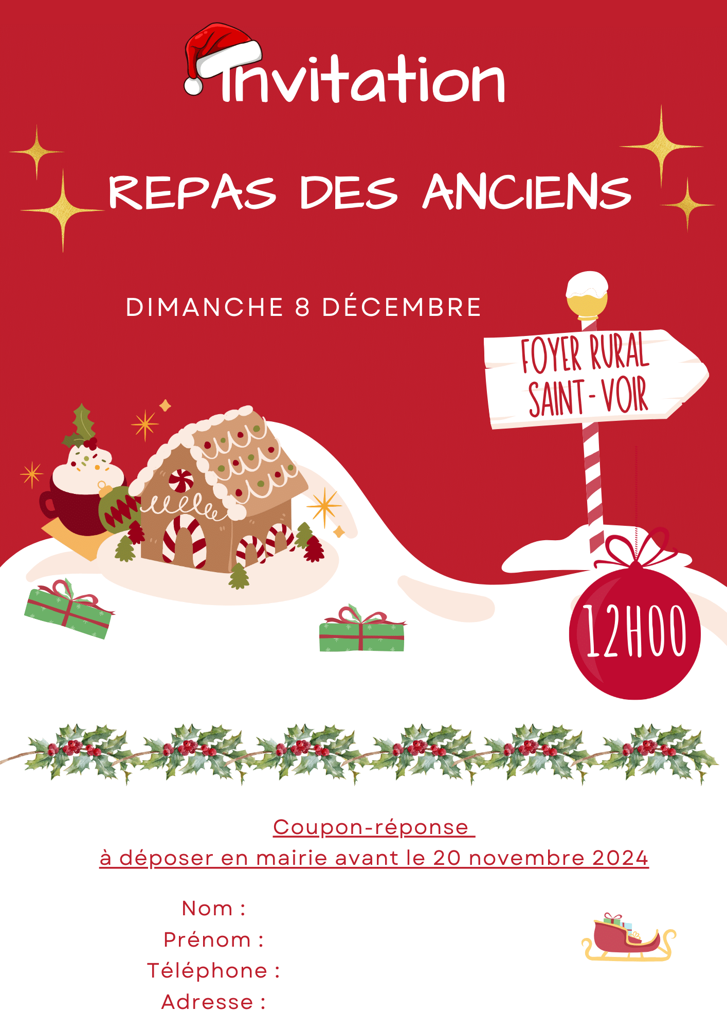 Affiche soirée de Noël rouge et blanc (2)